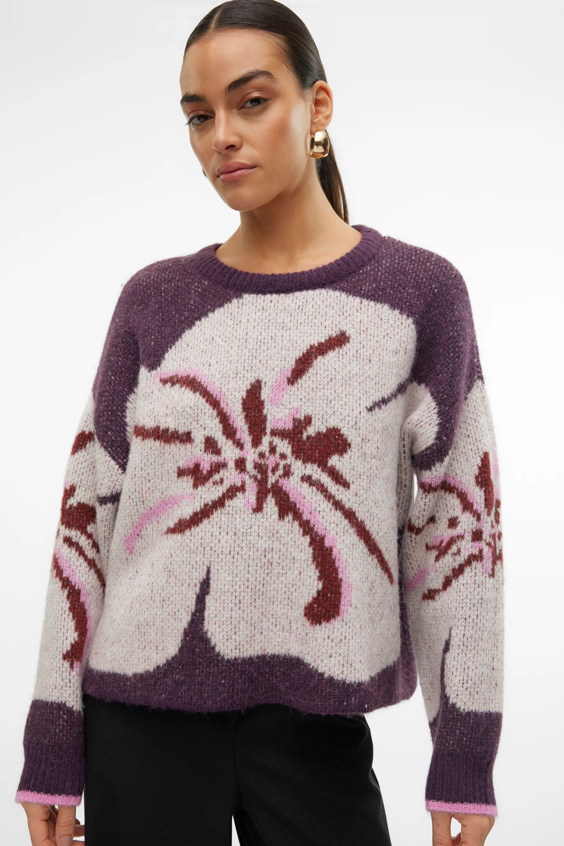 Pull met ronde hals - paars