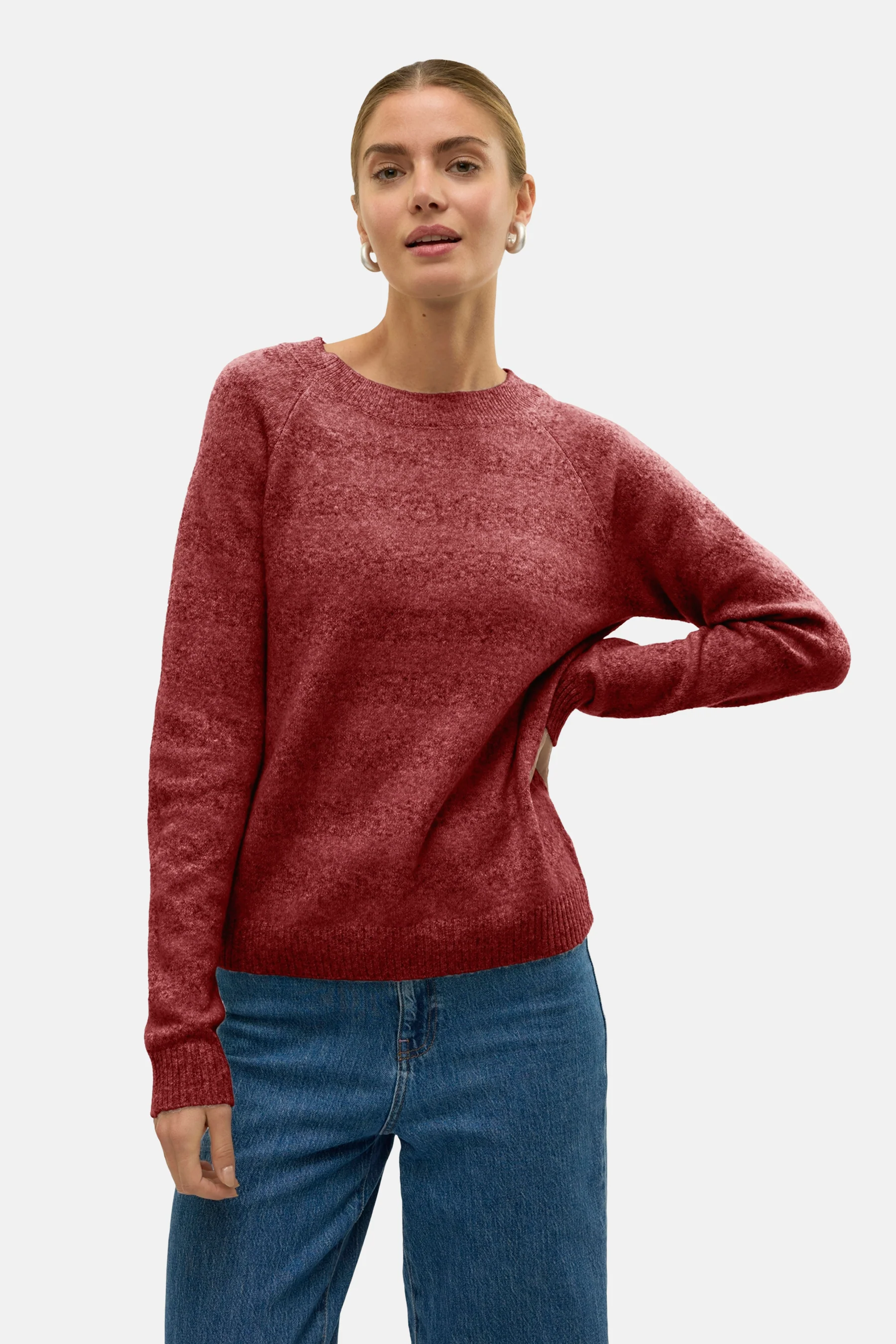 Pull met ronde hals - rood