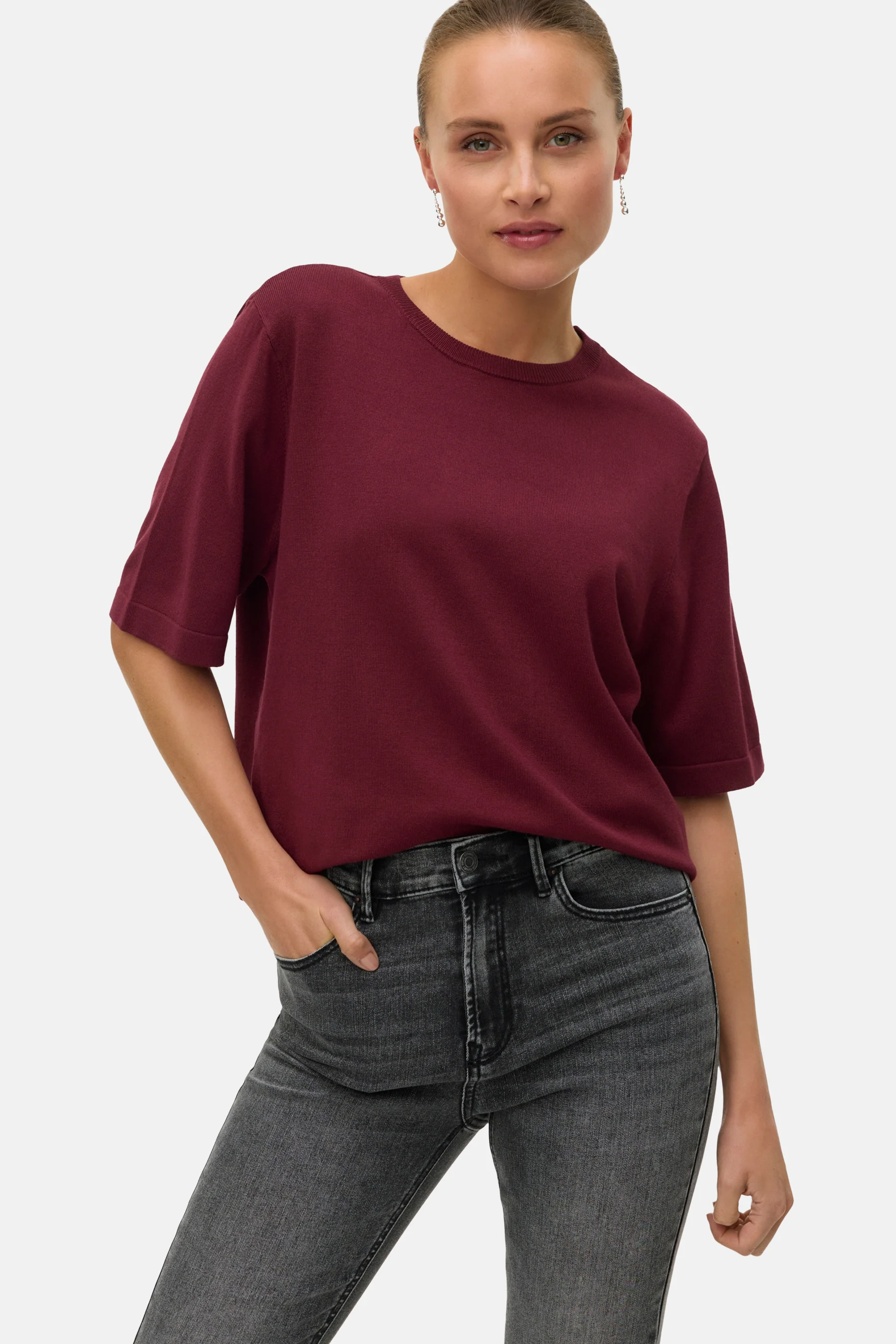 Pull met ronde hals - Bordeaux