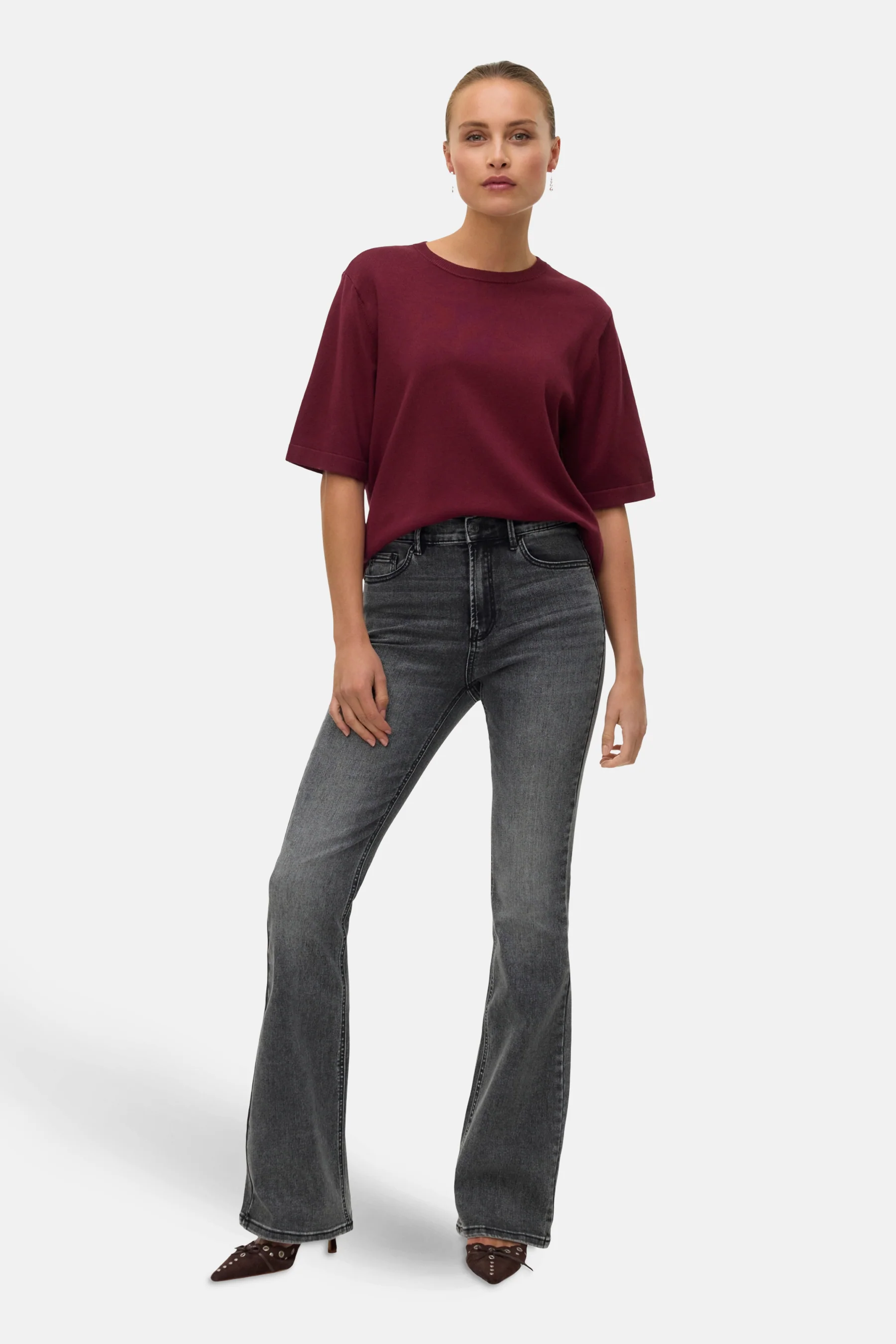 Pull met ronde hals - Bordeaux - Image 2