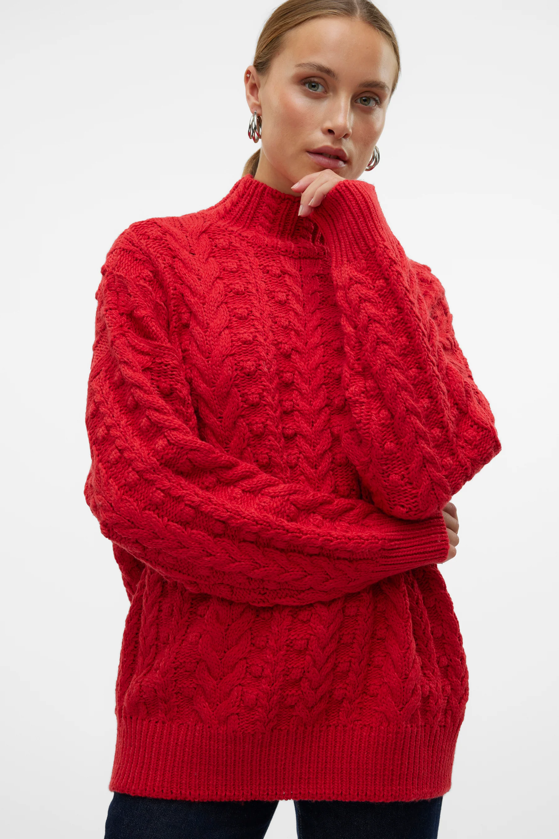 Pull met ronde hals - rood - Image 5