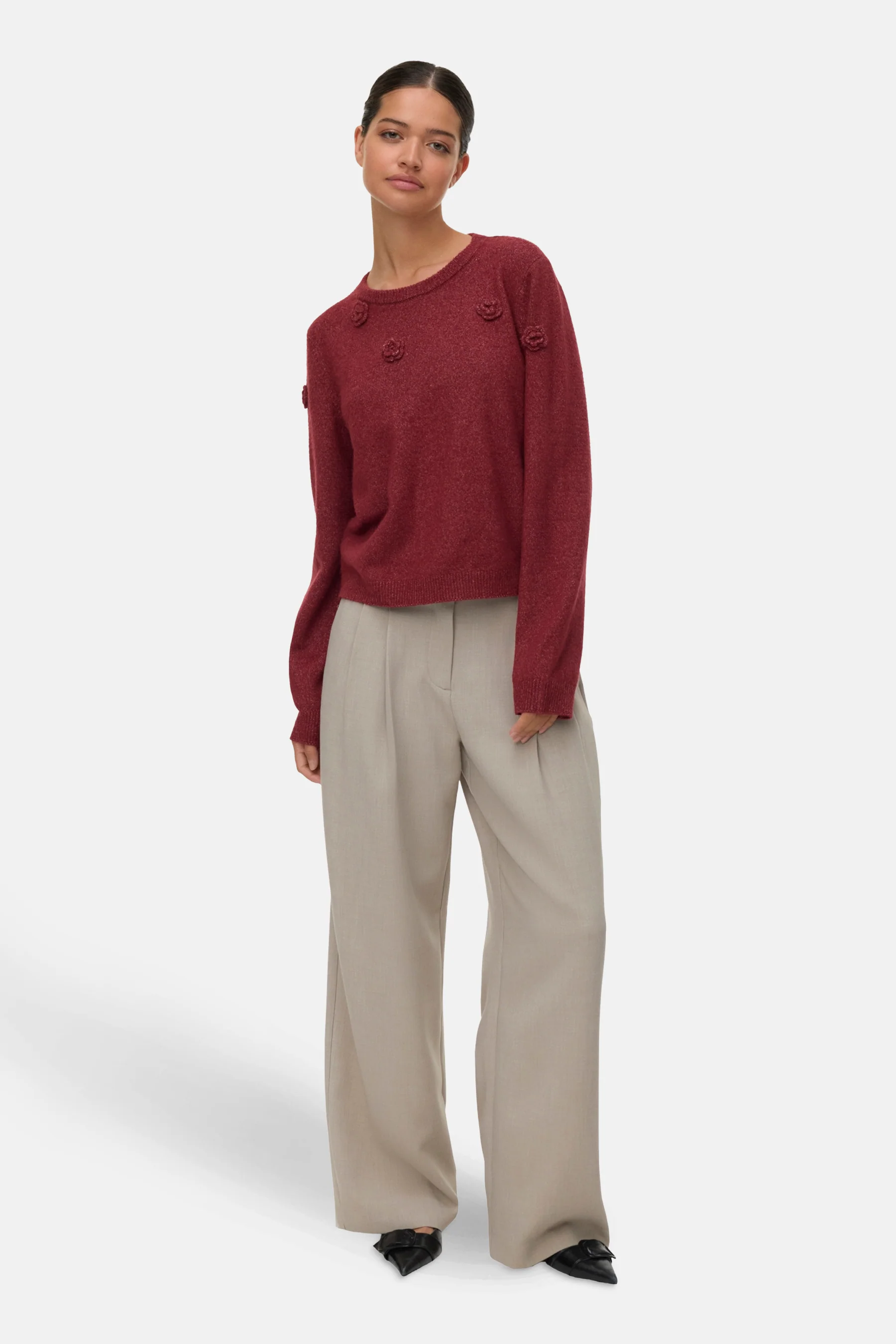 Pull met ronde hals - rood - Image 2