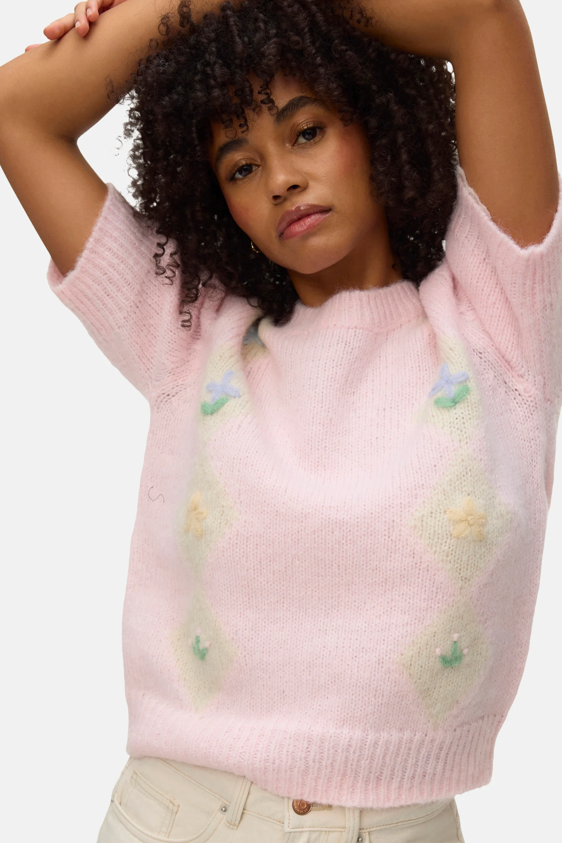 Pull met ronde hals - roze