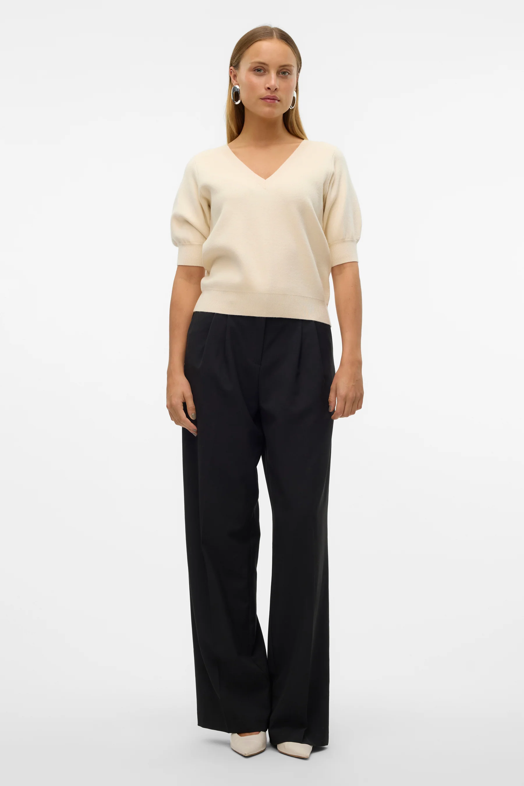 Pull met V-hals - ecru - Image 2