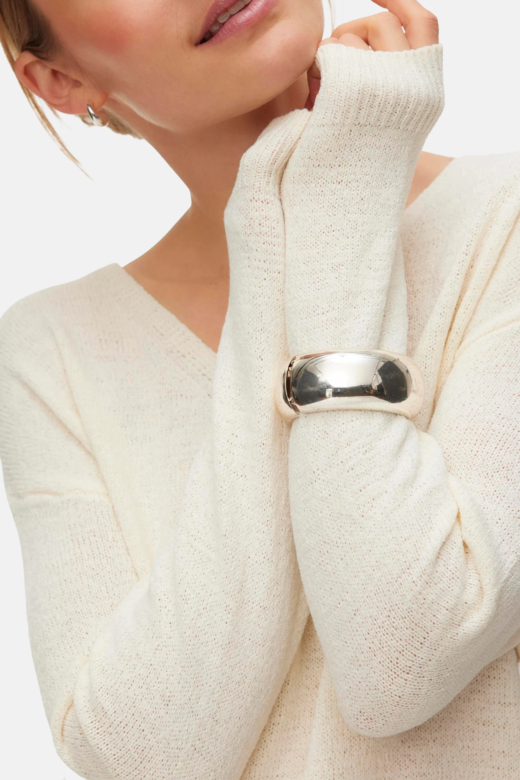 Pull met V-hals - ecru - Image 4