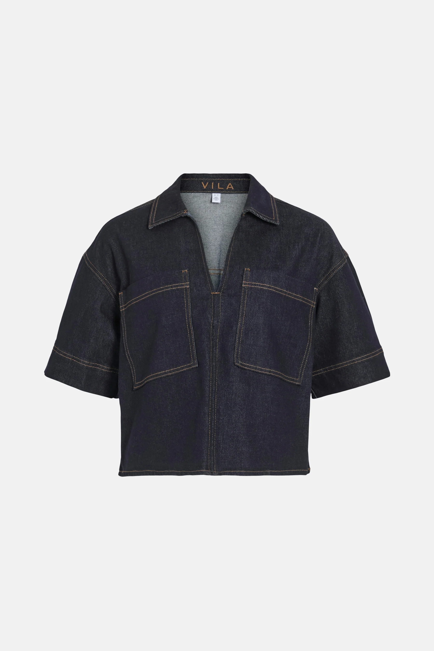 Blouse met korte mouwen - dark blue denim