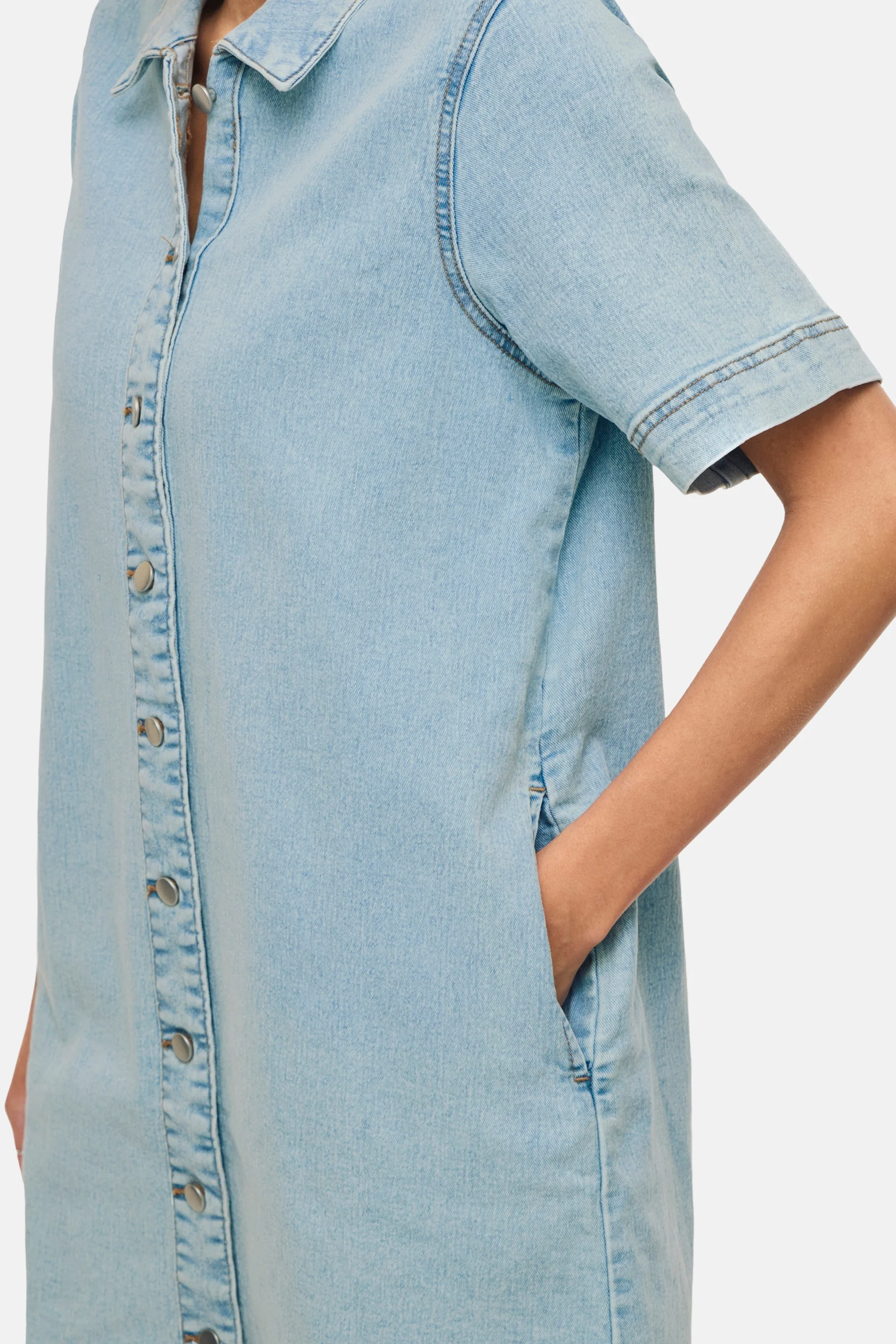 Kleedje met korte mouwen - light blue denim - Image 4