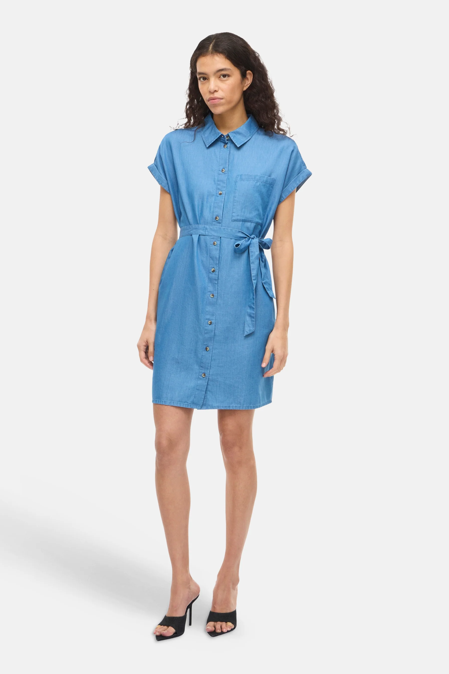 Kleedje met korte mouwen - mid blue denim