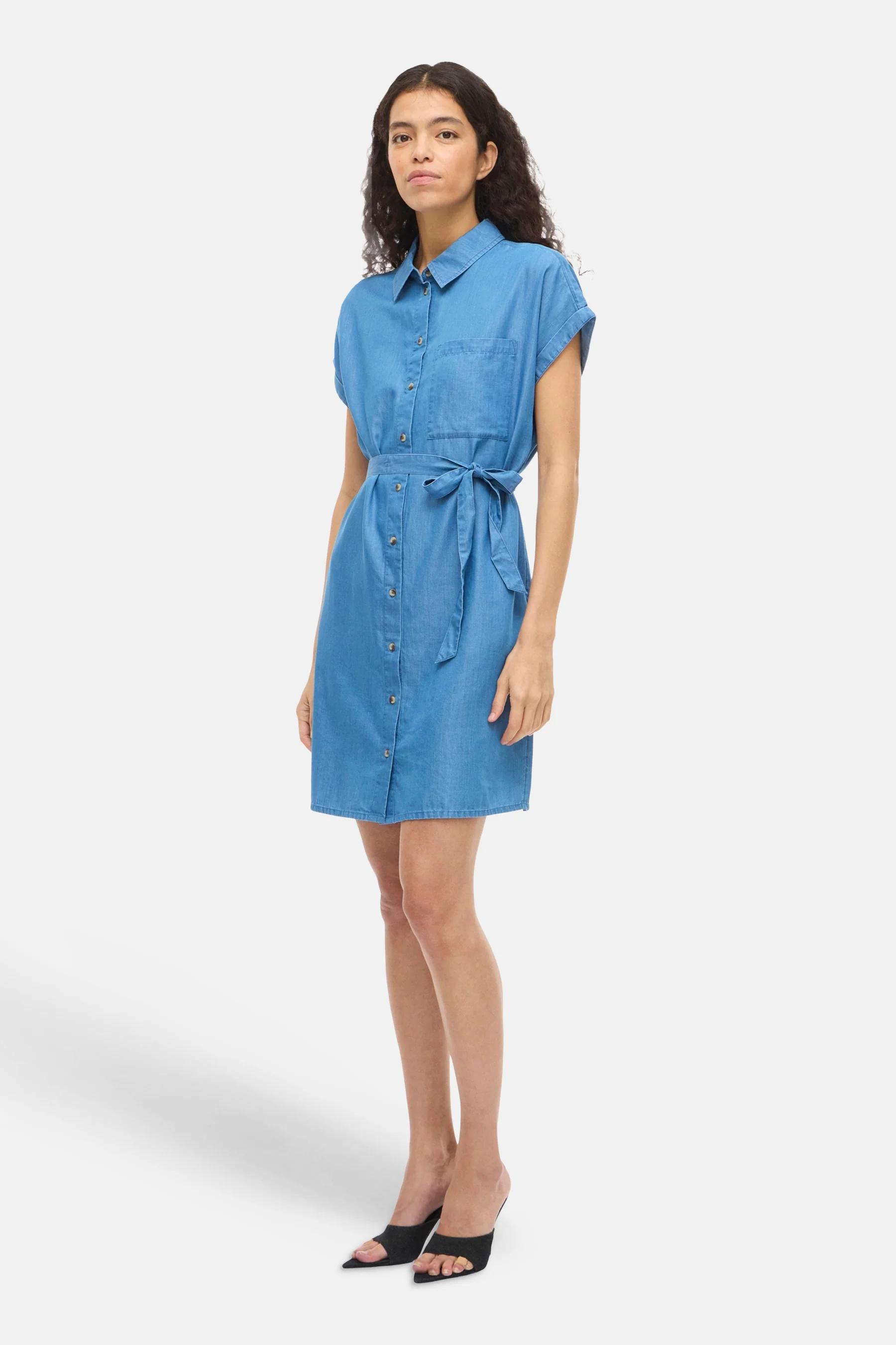 Kleedje met korte mouwen - mid blue denim - Image 2