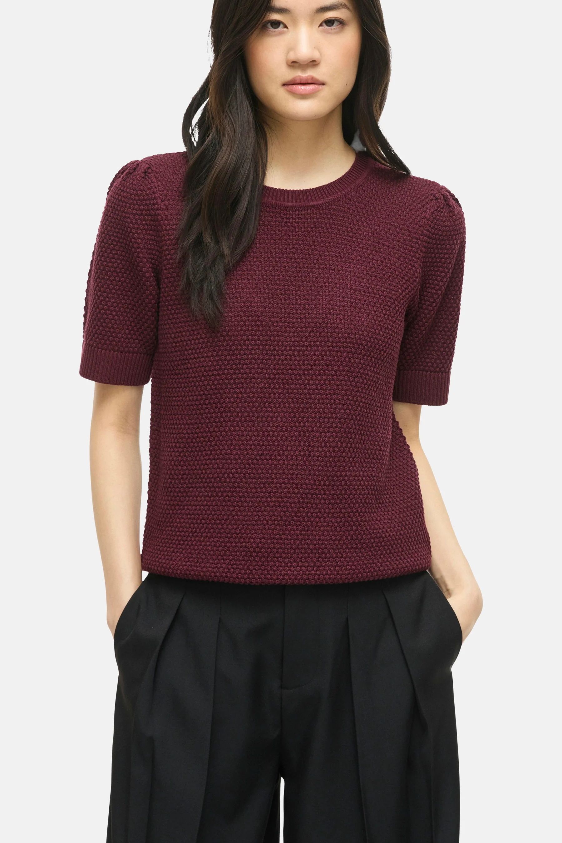Pull met korte mouwen - Bordeaux - Image 4