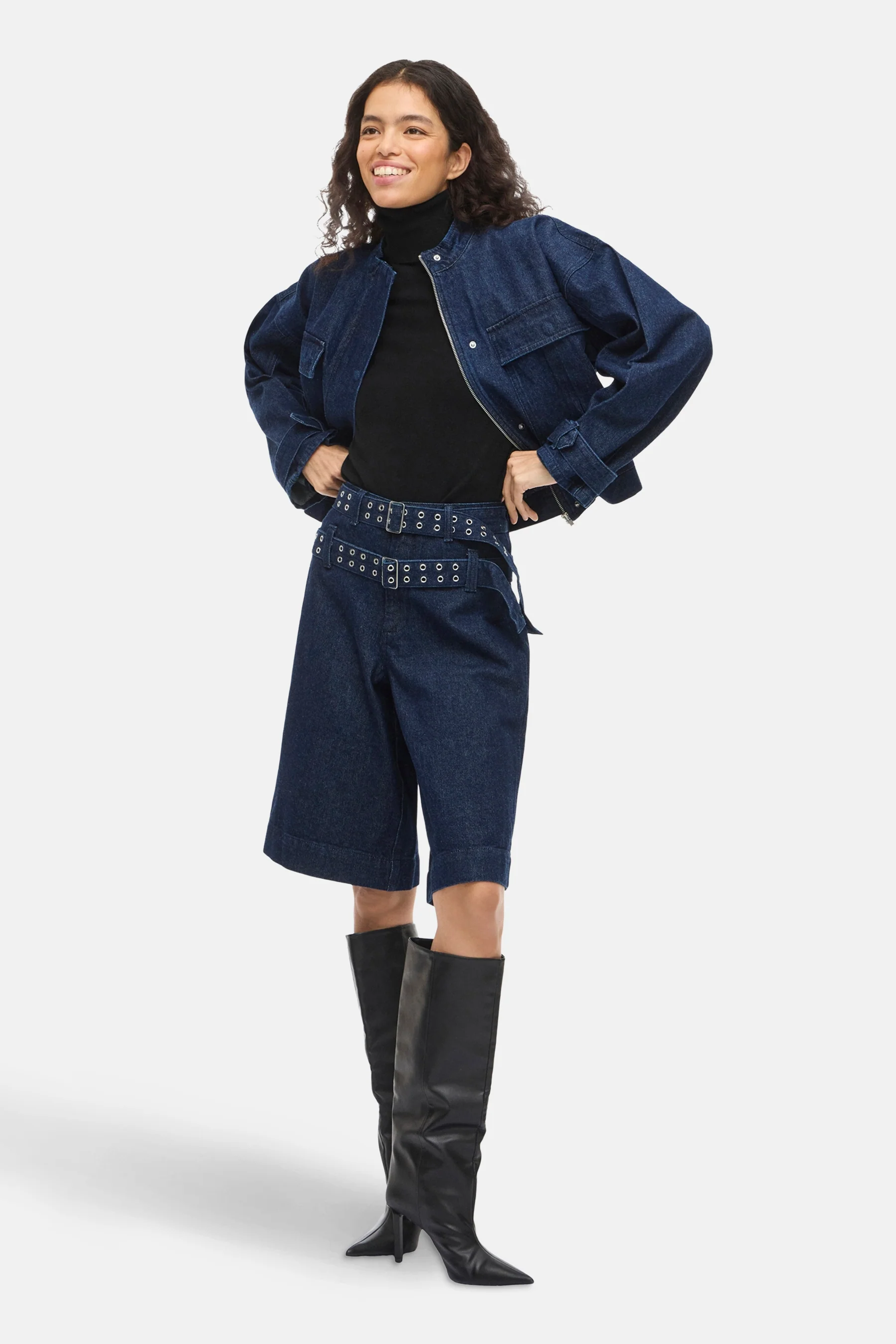 Short - dark blue denim - Image 2