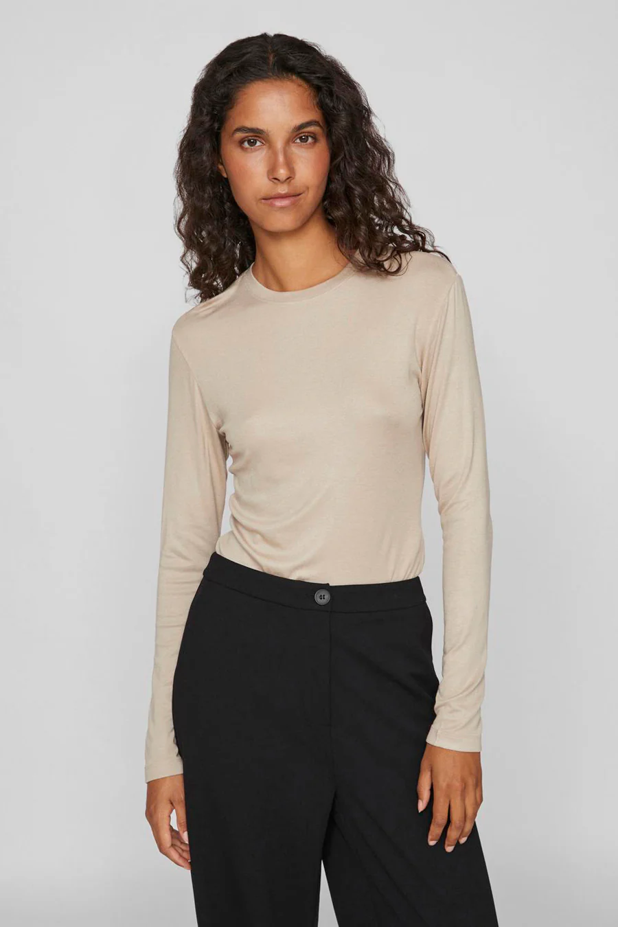T-shirt met lange mouwen - beige