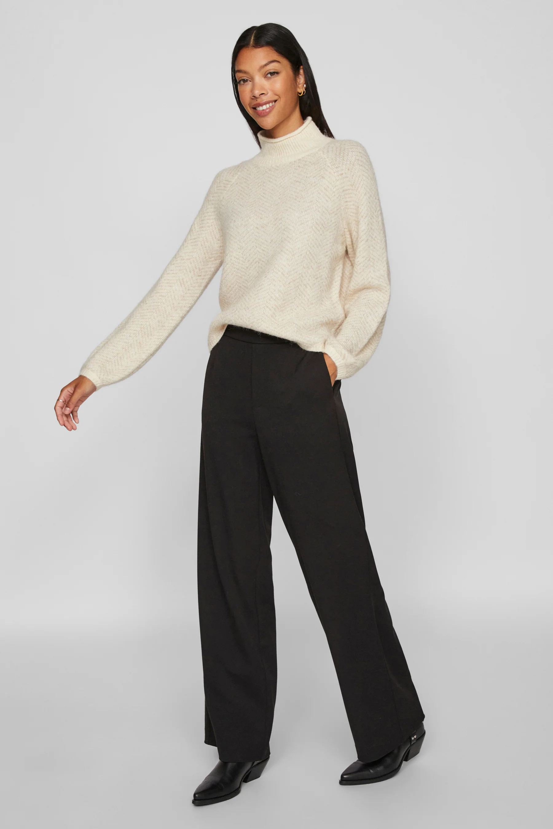 Pull met rolkraag - beige - Image 2