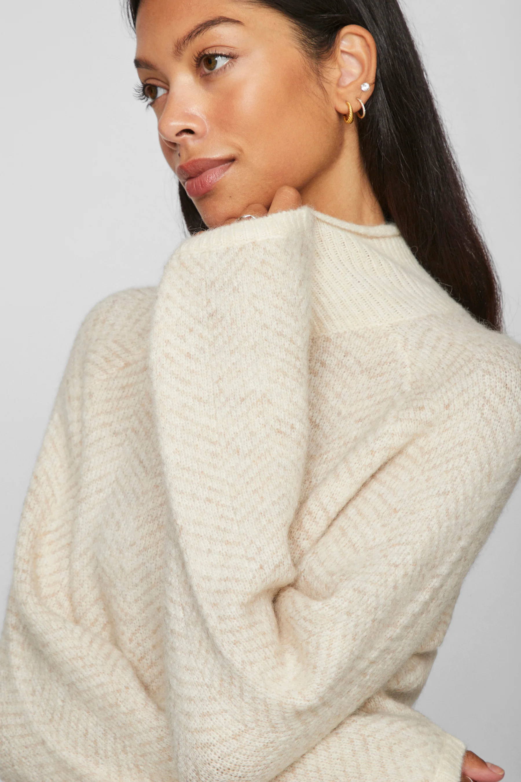 Pull met rolkraag - beige - Image 7