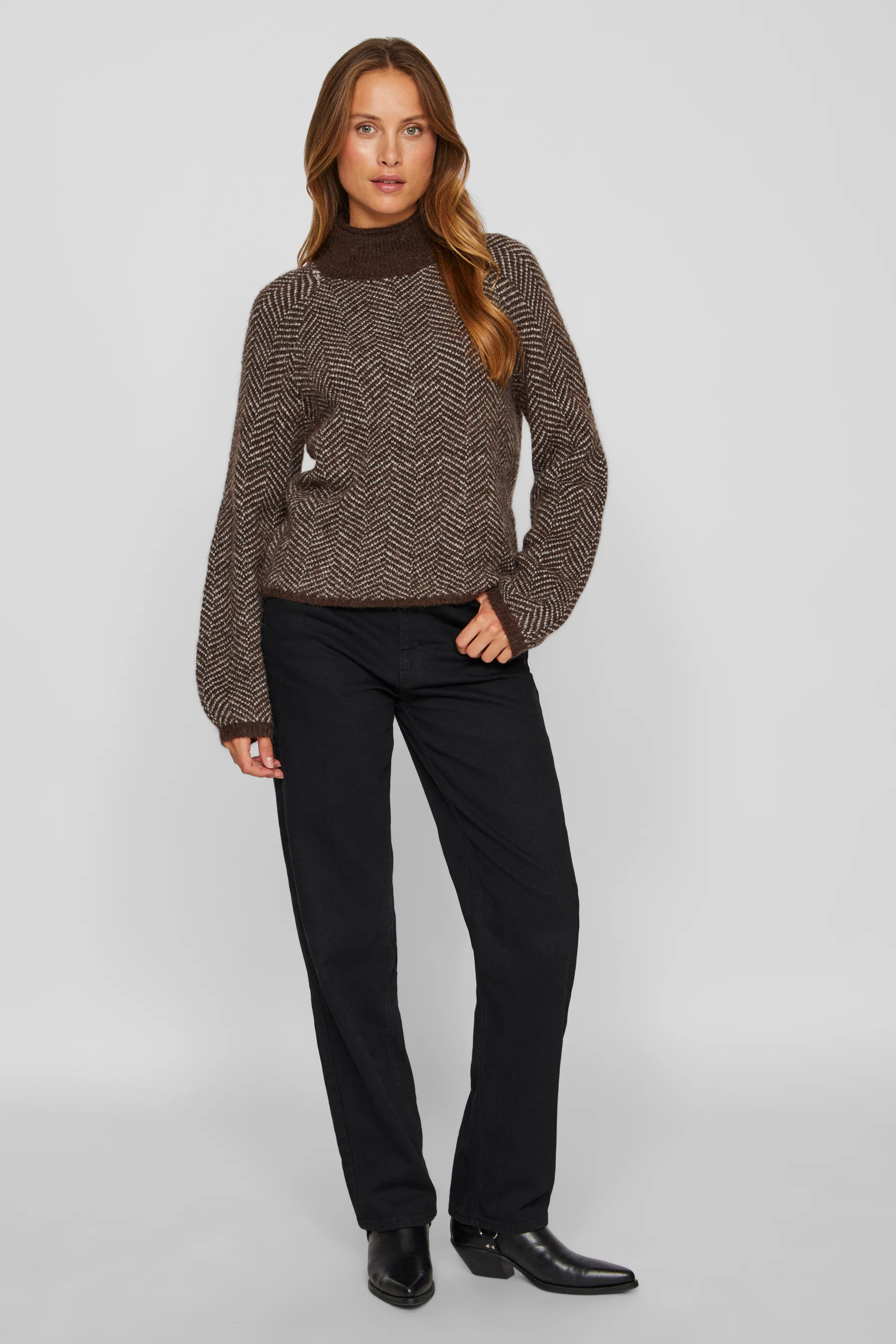Pull met rolkraag - bruin - Image 2