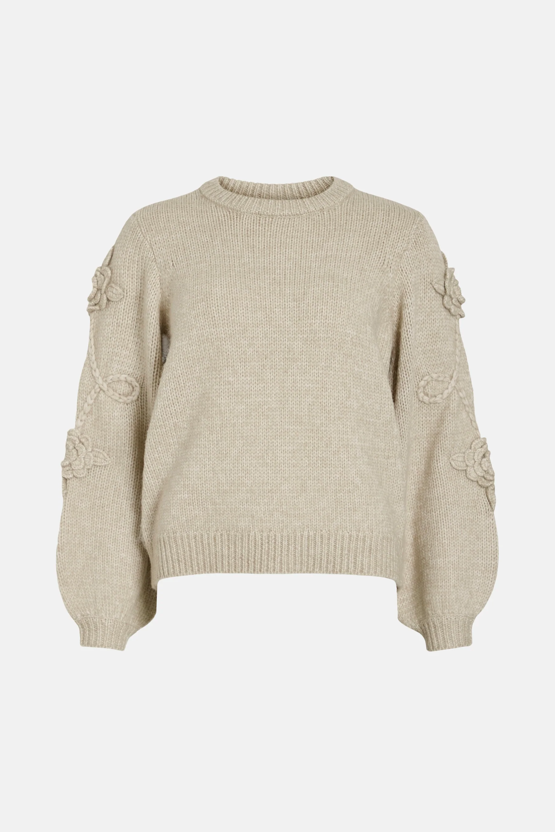 Pull met ronde hals - beige