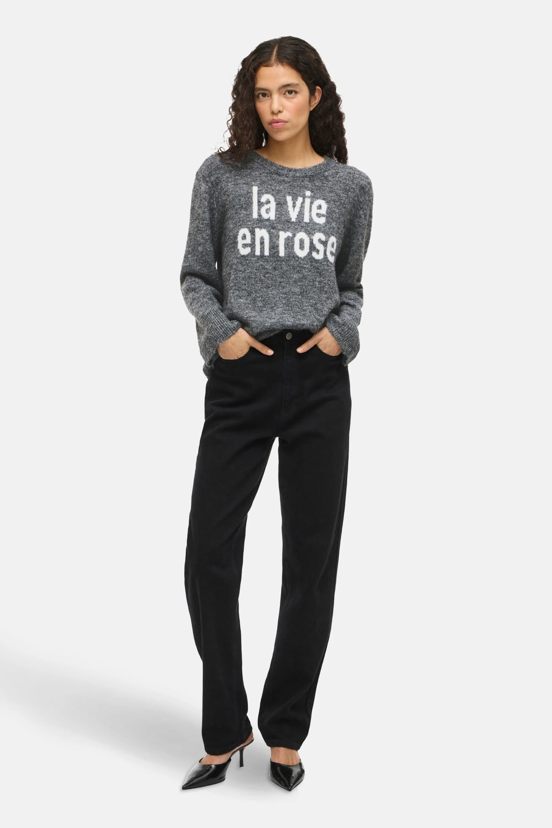 Pull met ronde hals - grijs - Image 2