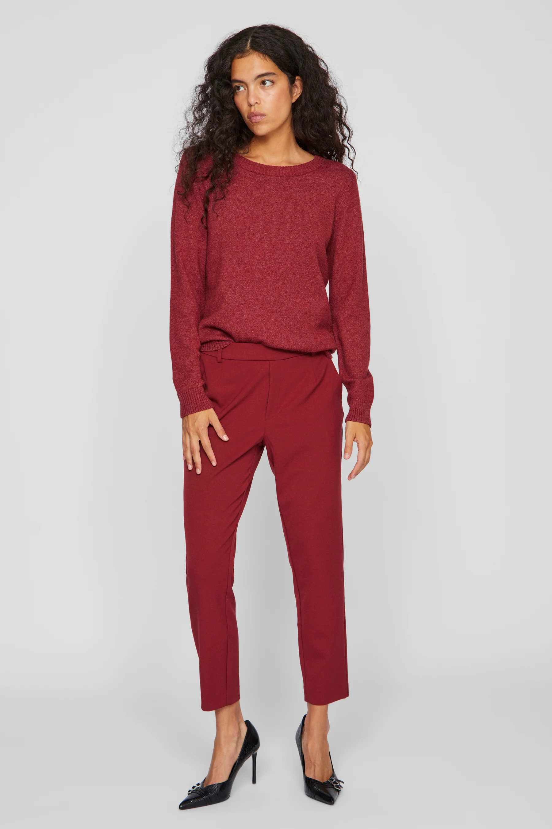 Pull met ronde hals - rood - Image 2