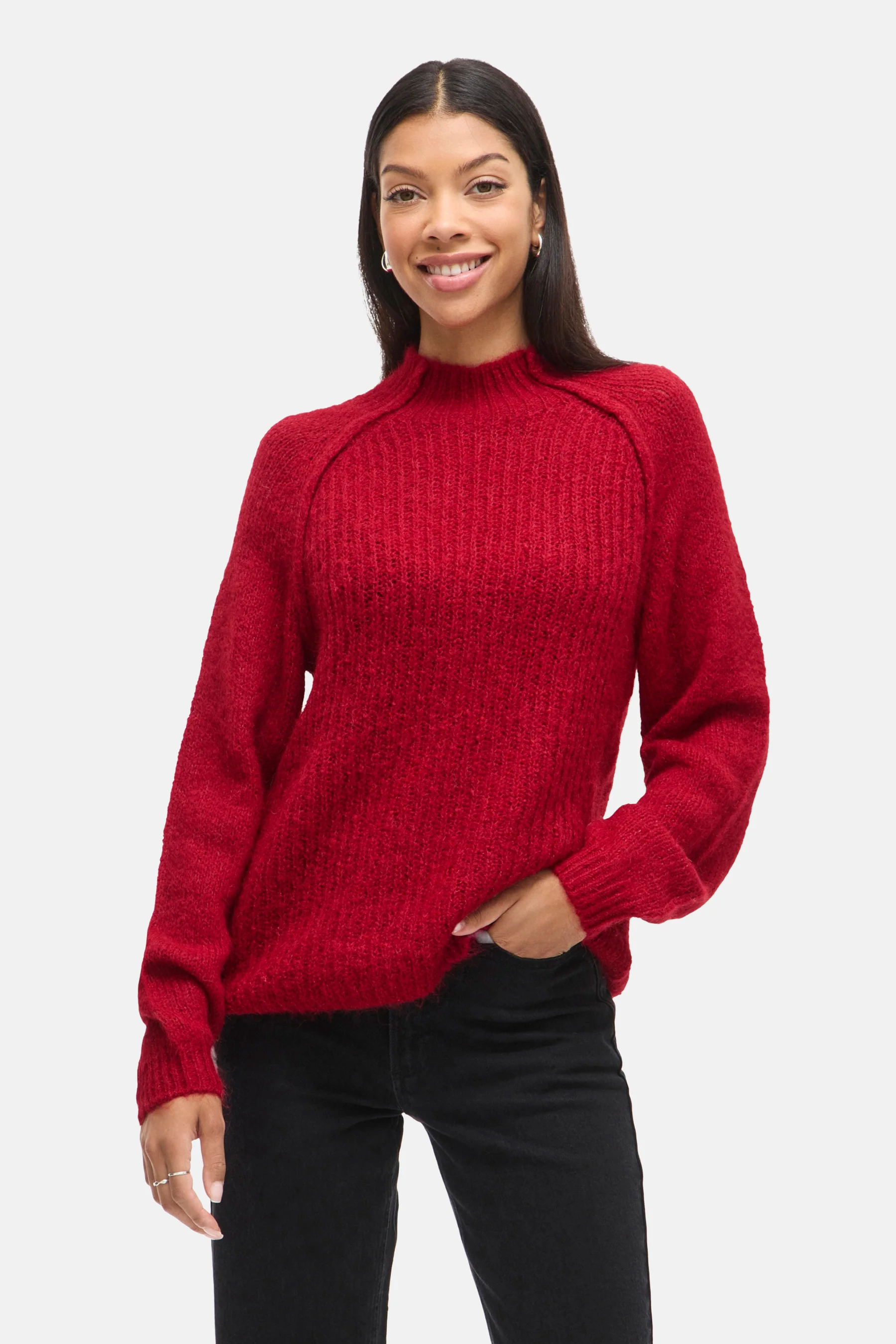Pull met ronde hals - rood