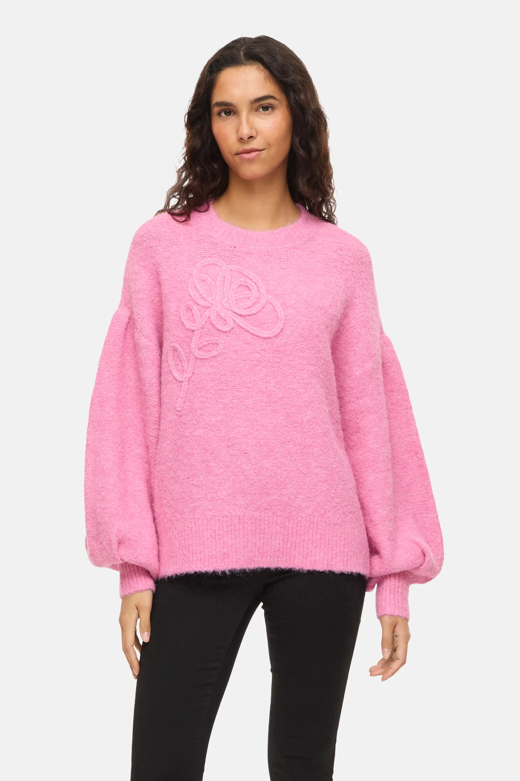 Pull met ronde hals - roze