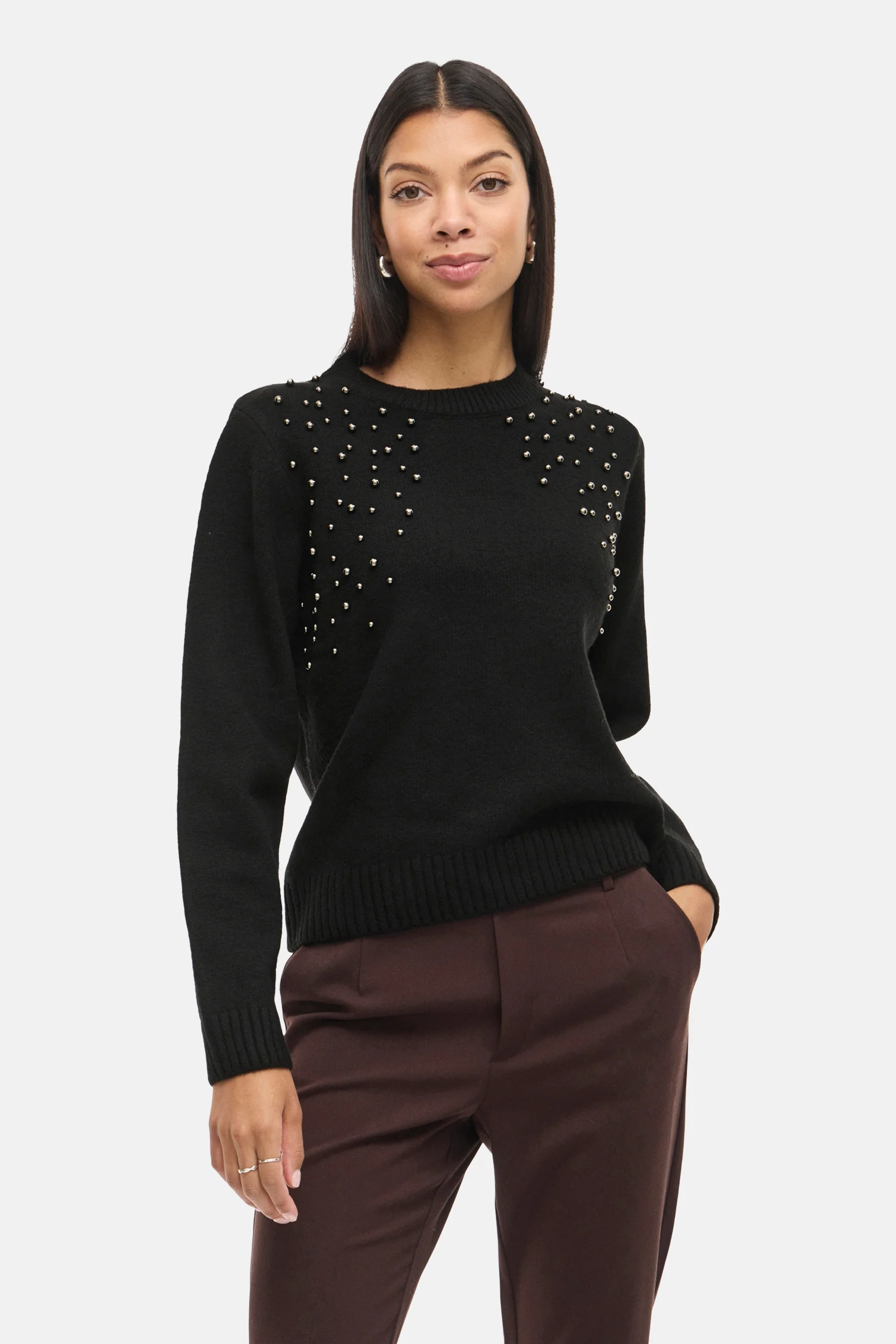 Pull met ronde hals - zwart