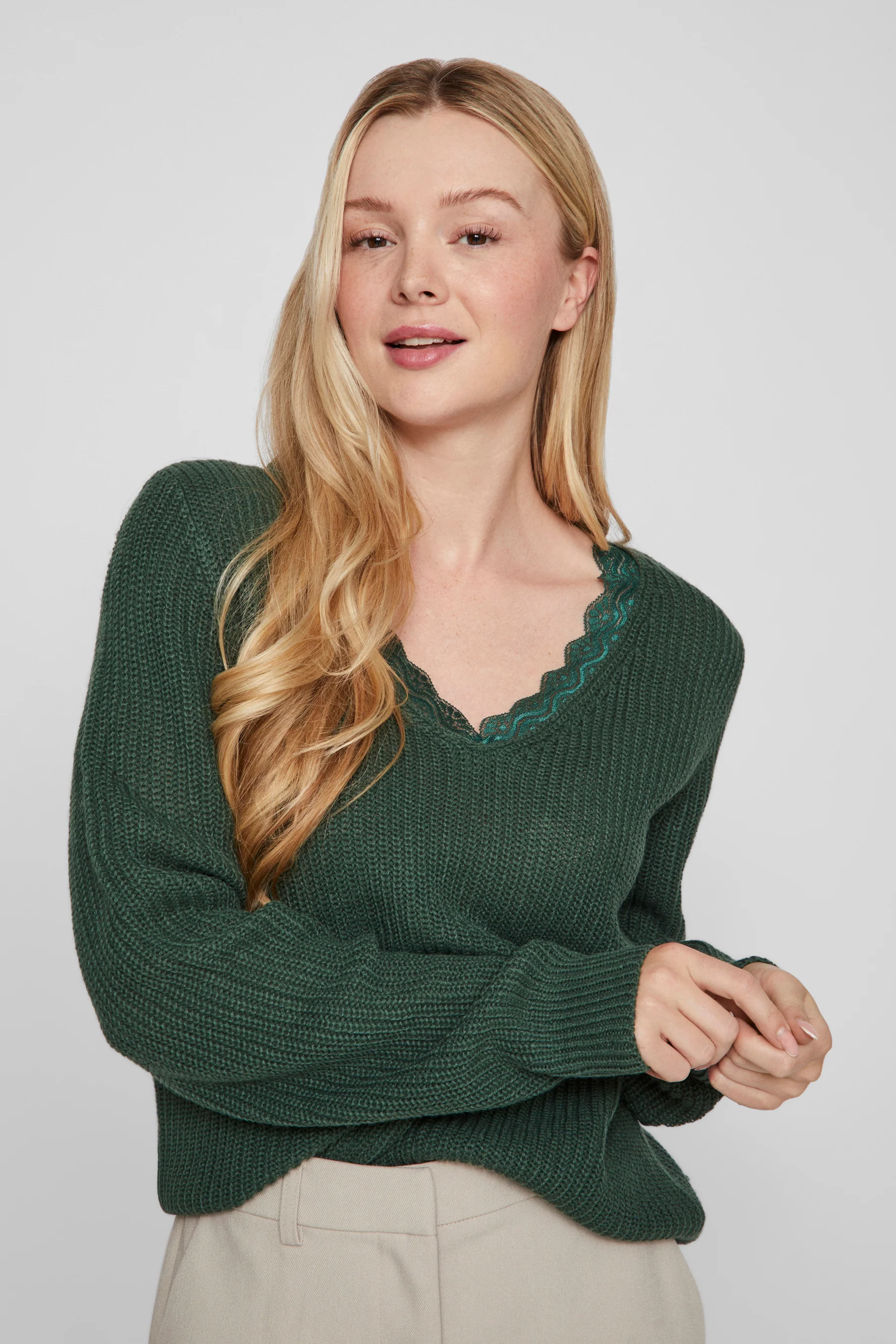 Pull met V-hals - groen - Image 5