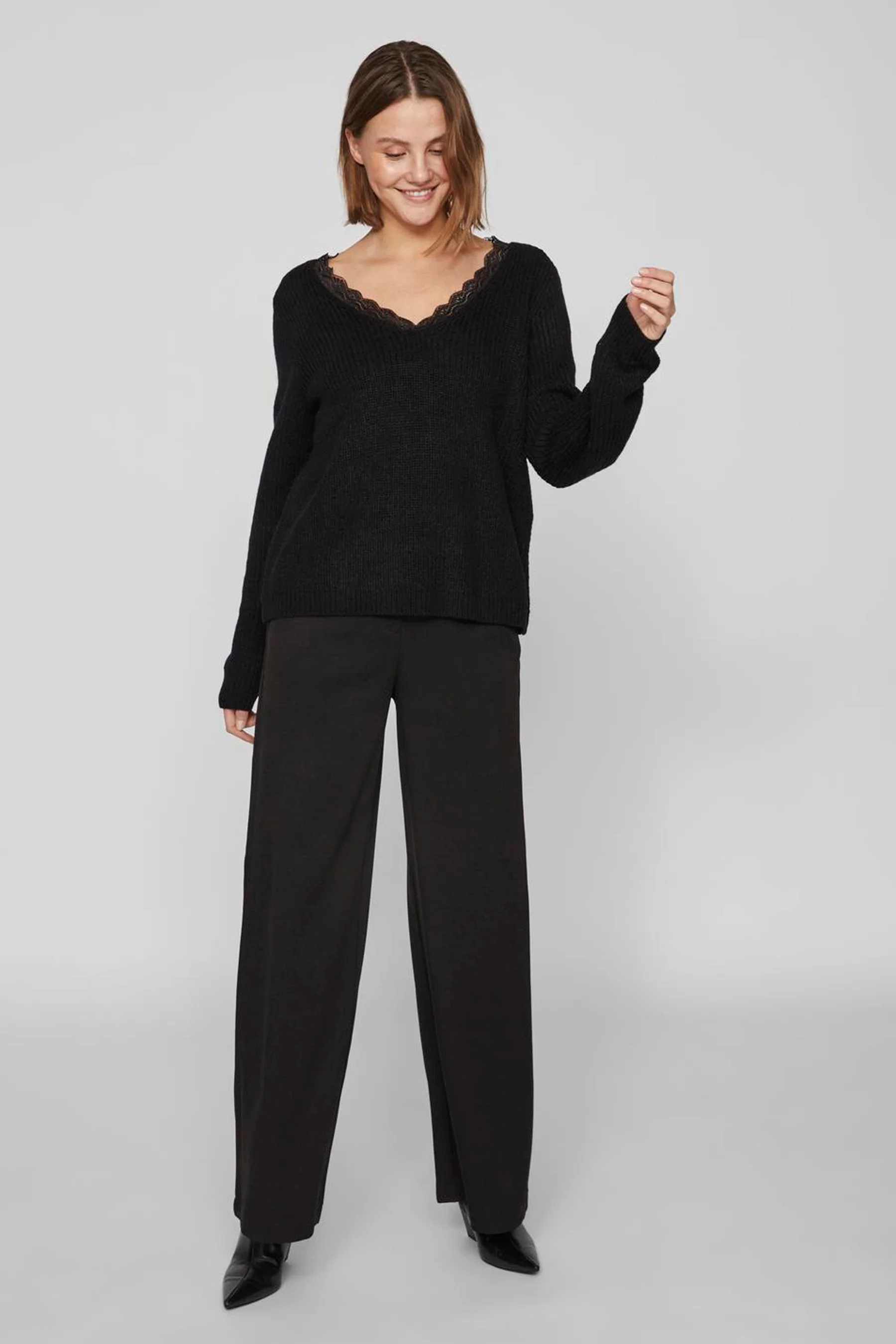 Pull met V-hals - zwart - Image 2